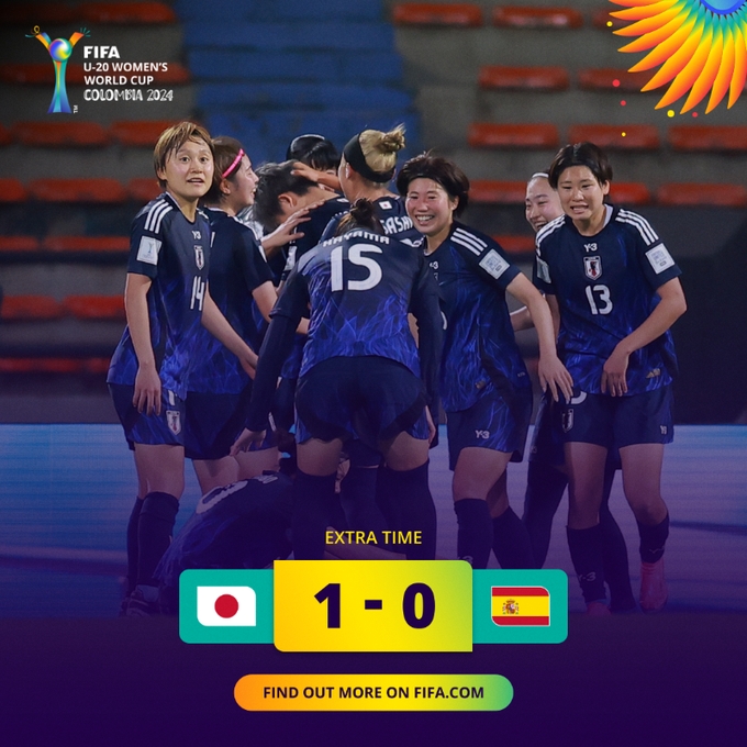 U20女足世界杯日本1-0擊敗西班牙，半決賽將戰(zhàn)荷蘭女足